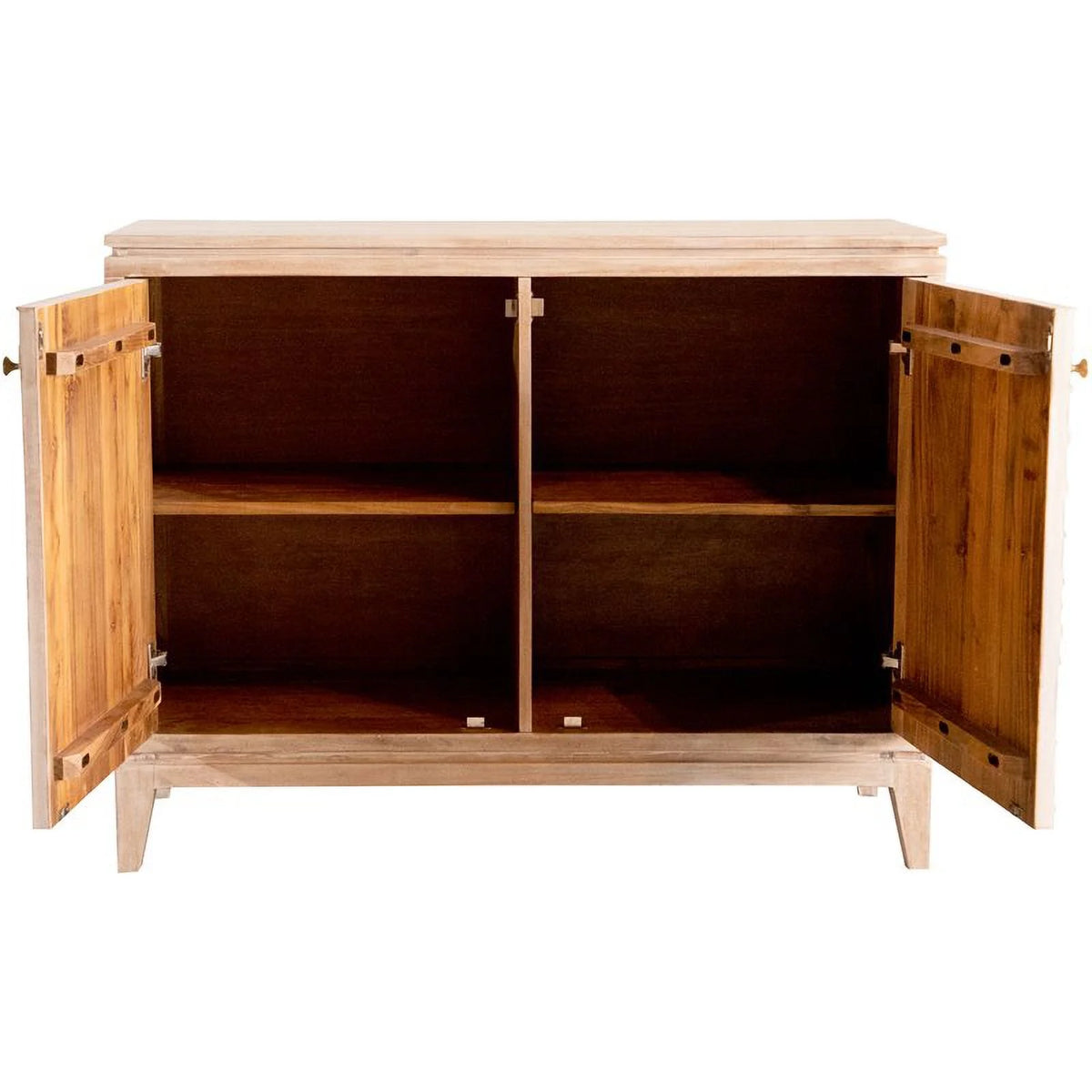 White Distressed 2-door Geometric Accent Cabinet F4708