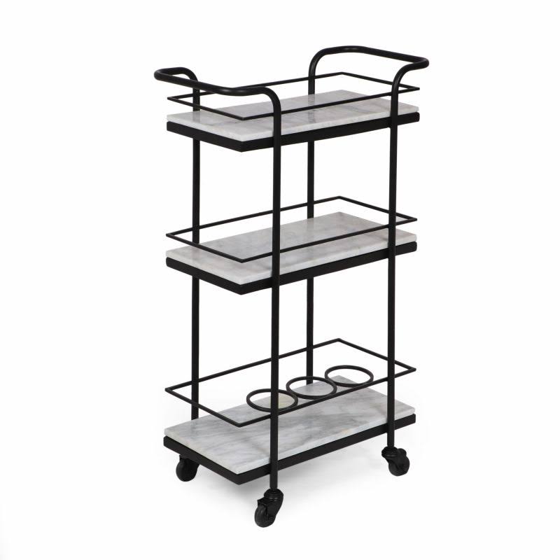 3 Tier Bar Cart with Marble Shelving X1261