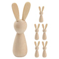 6Pcs Unpainted Natural Wooden Bunny Dolls X133