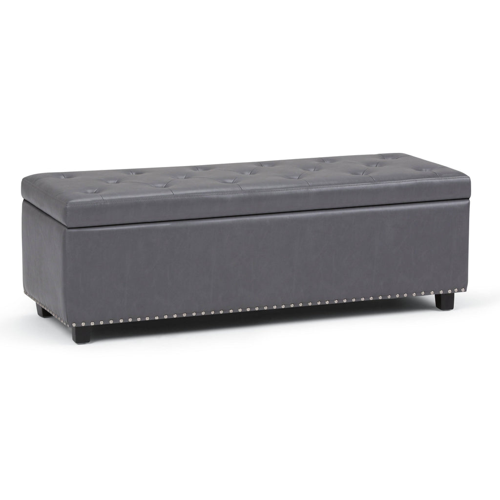 Stone Grey Rectangle Storage Ottoman Q832862