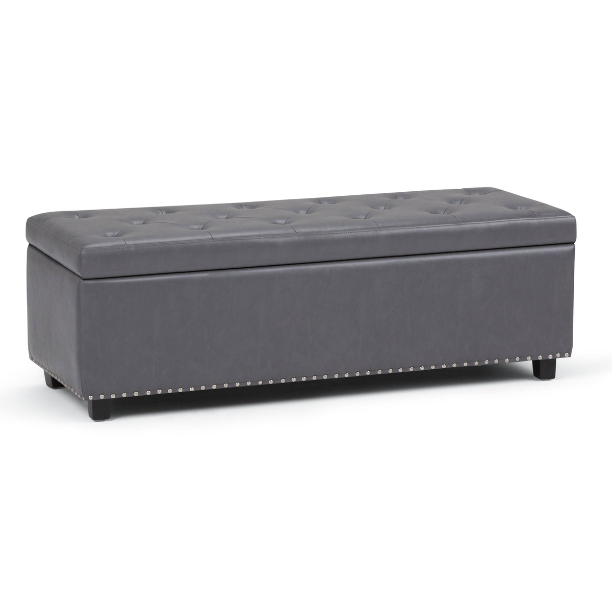 Stone Grey Rectangle Storage Ottoman Q832862