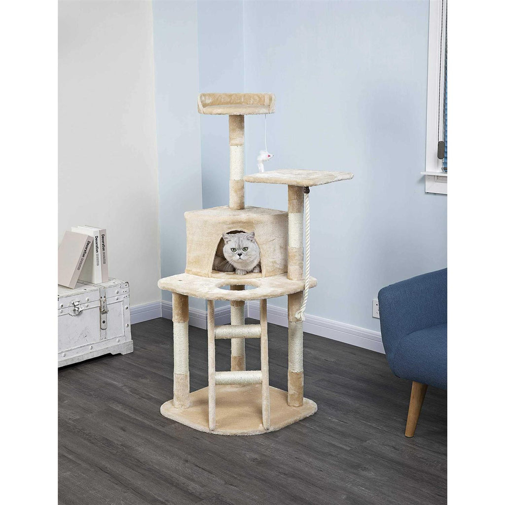 Beige Cat Tree Condo with Sisal Covered Posts Y32545