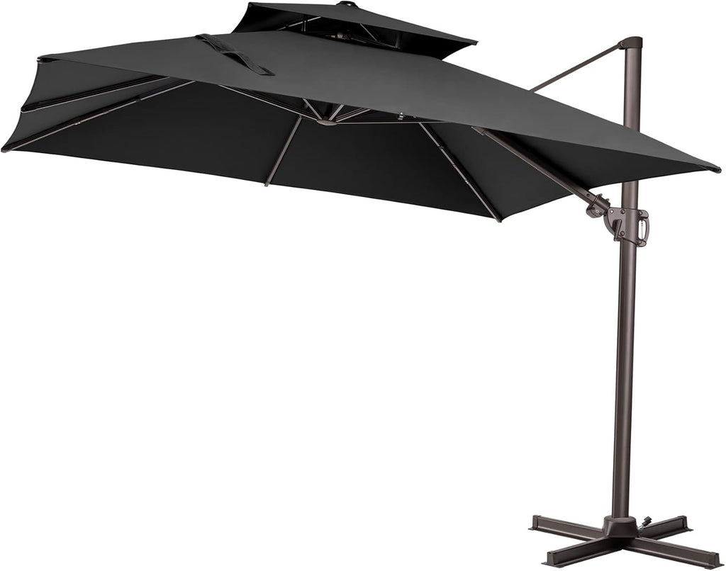 Grey Offset Cantilever Patio Umbrella with Aluminum Pole R16027
