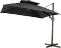 Grey Offset Cantilever Patio Umbrella with Aluminum Pole R16027
