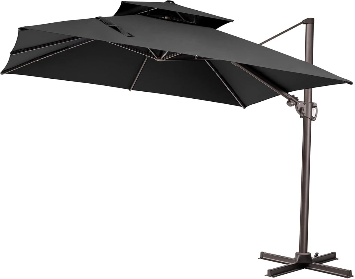 Grey Offset Cantilever Patio Umbrella with Aluminum Pole R16027