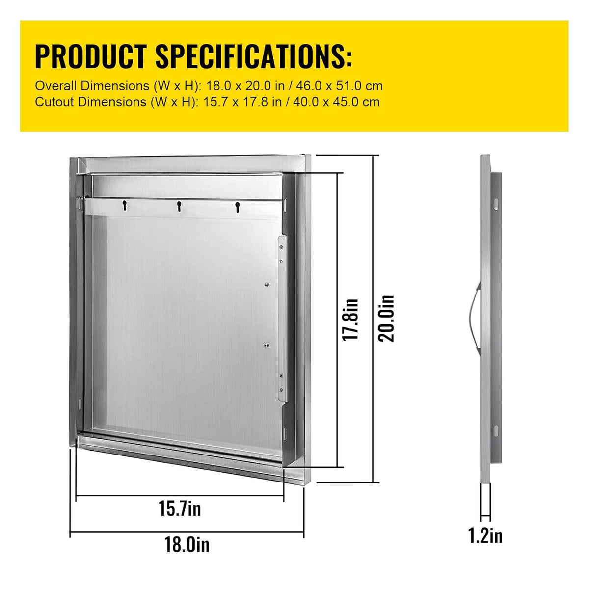 18W x 20H Inch Stainless Steel BBQ Access Door W19156