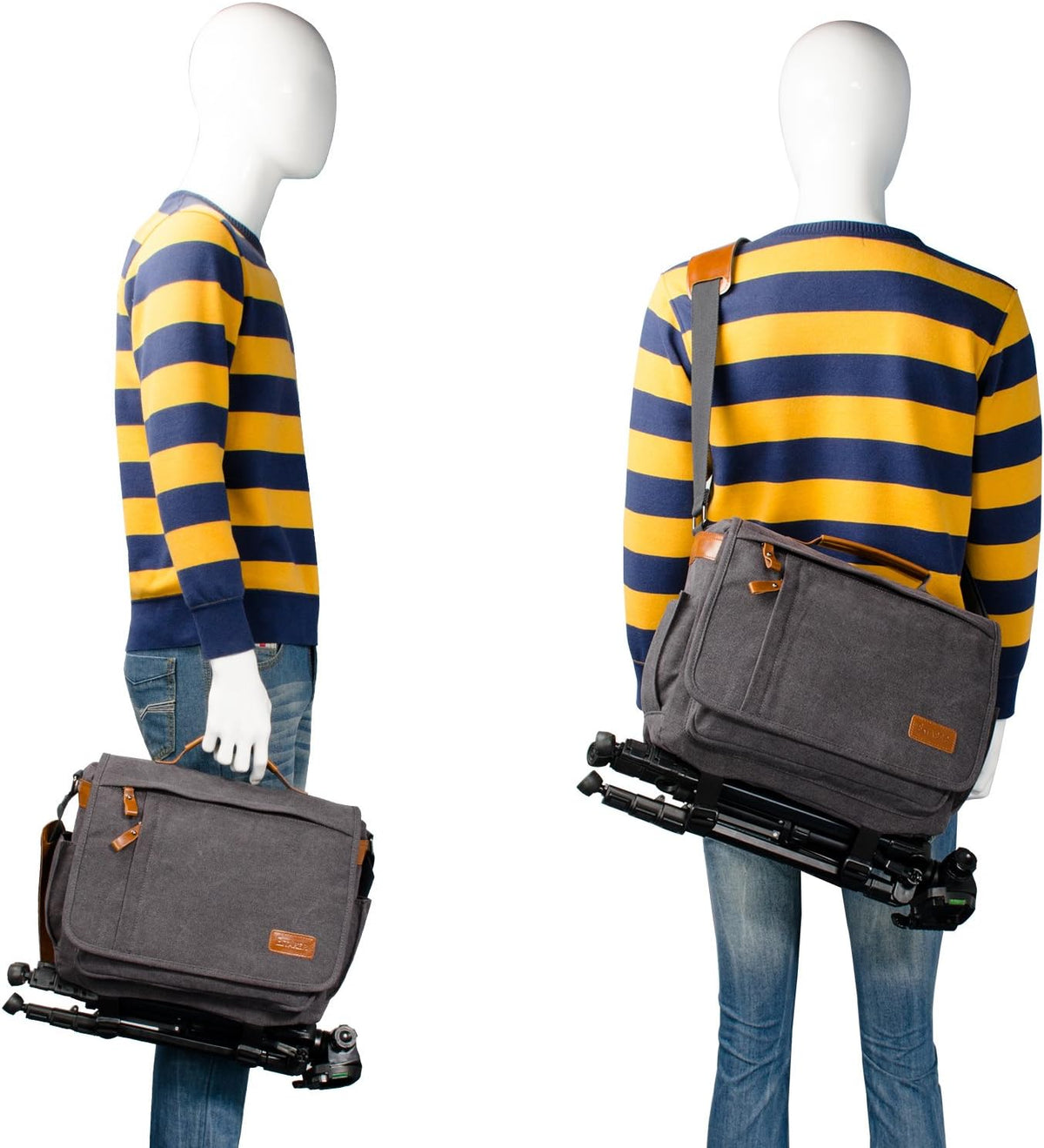 Canvas Messenger Bag with Camera Insert Sleeve A1404
