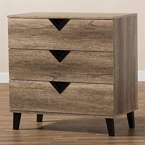 Light Brown Wood 3-Drawer Chest V303850