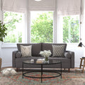 Dark Gray Tufted Faux Linen Sofa with Solid Wood Legs U994