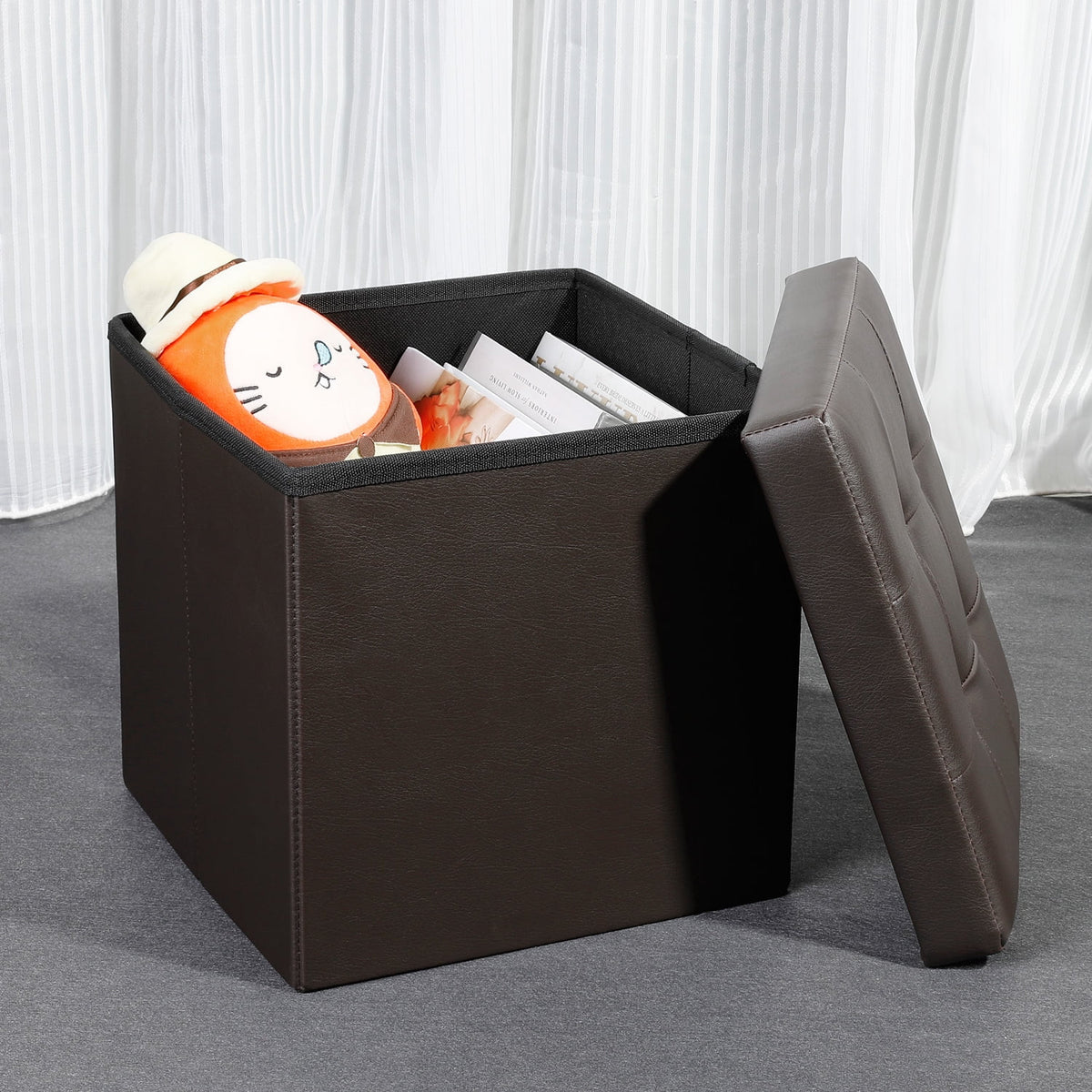 12.6" Pack of 2 Brown Storage Ottoman Cube X89231