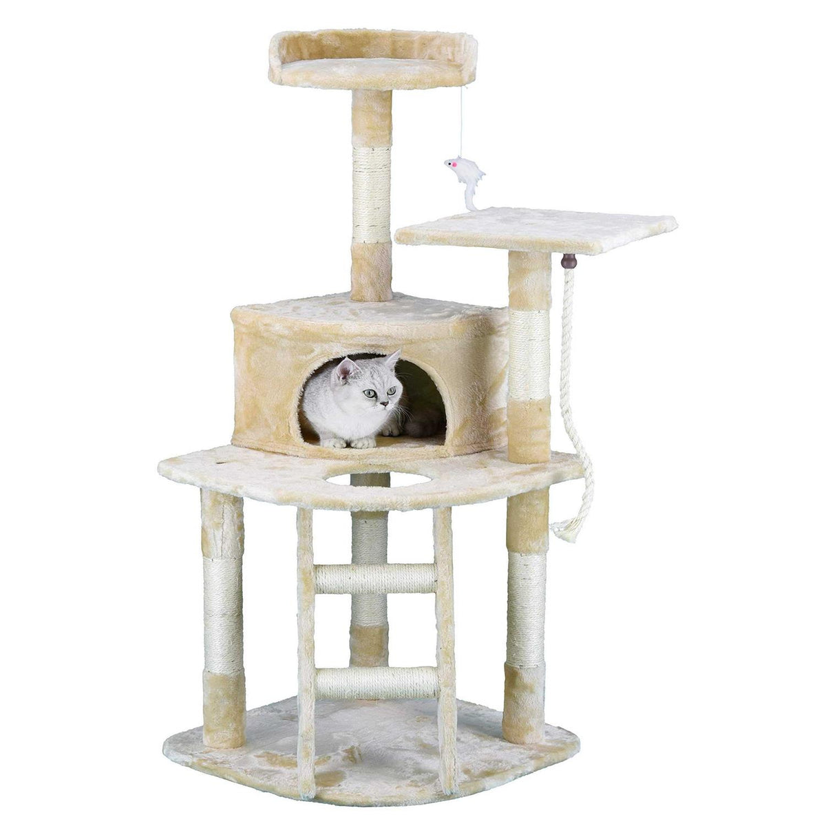 Beige Cat Tree Condo with Sisal Covered Posts Y32545