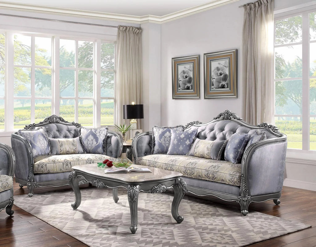 Lustrous Fabric Sofa Set 2 Pcs R295