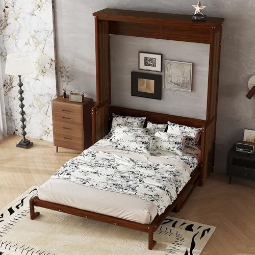 Walnut Wood Murphy Bed with Desk R6645