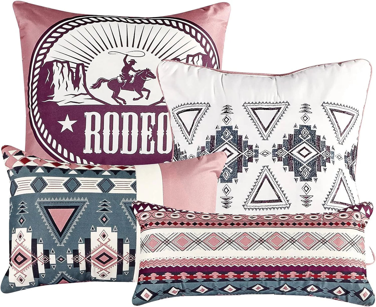 Teal Pink Southwestern Design Comforter Bedding Set Queen Size O539