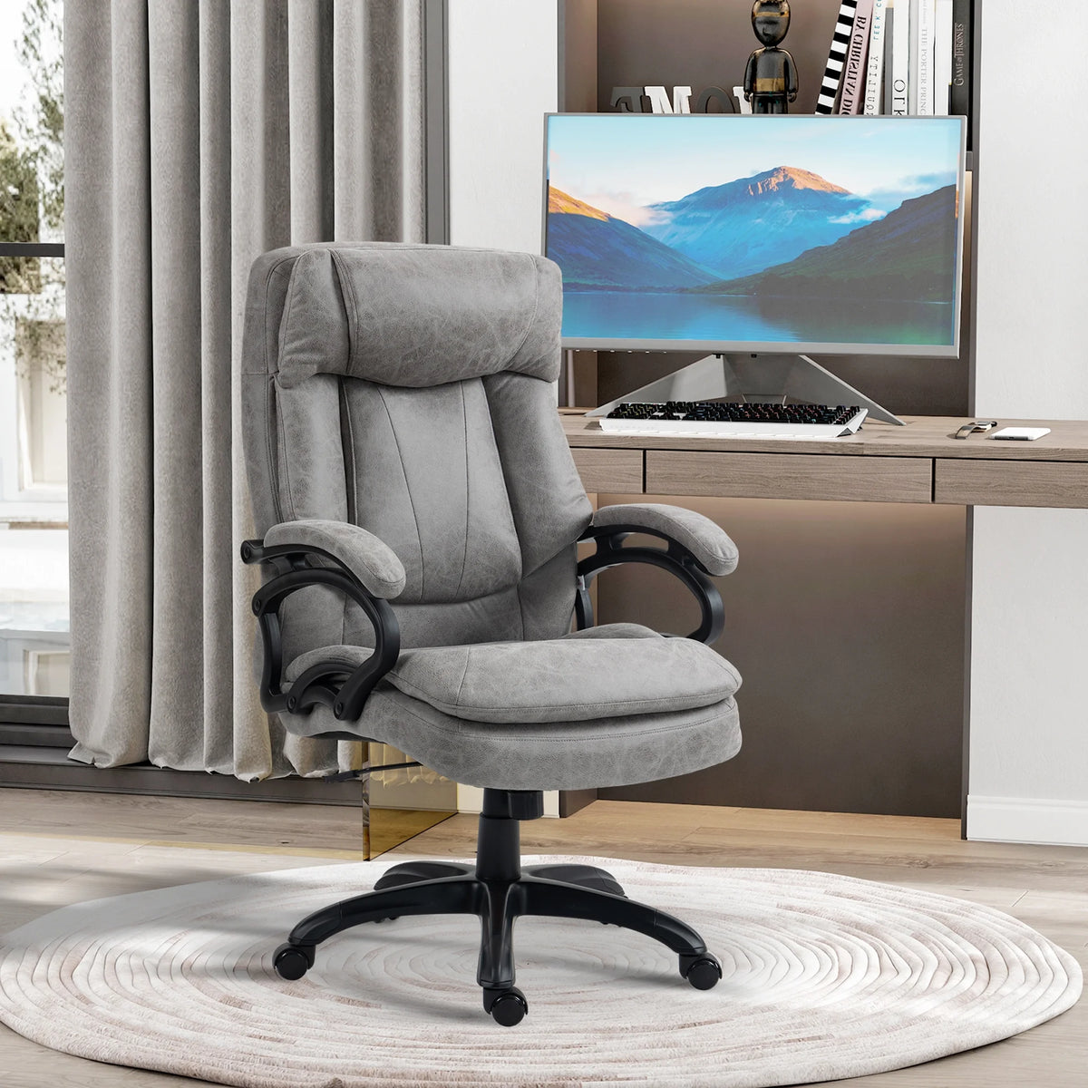 Gray Vibration Massage Office Chair with Heat N8018