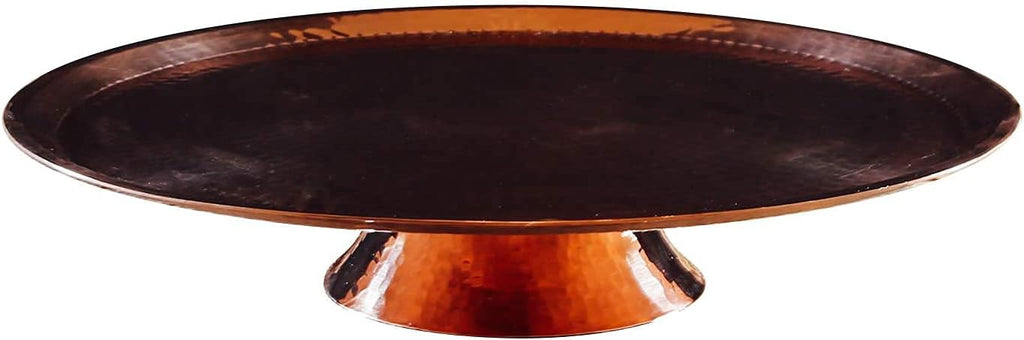 Copper Cake Plate, 14 Inch Diameter, Pure Copper, Heavy Gauge, Hand Hammered M69547