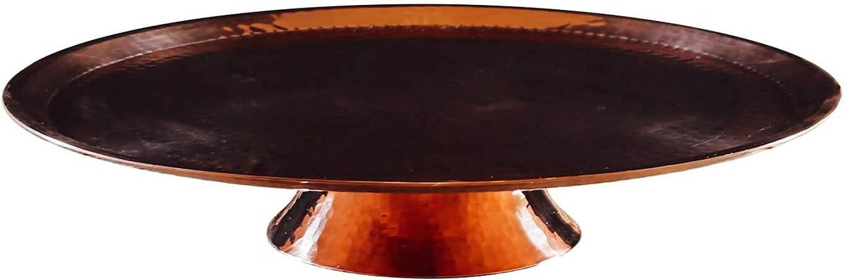 Copper Cake Plate, 14 Inch Diameter, Pure Copper, Heavy Gauge, Hand Hammered M69547