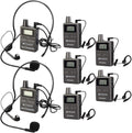 Case of 2 Main Vice Transmitters and 5 Receivers, Tour Guide System Wireless, 328ft, 2 Way Tour Headsets Microphone T445