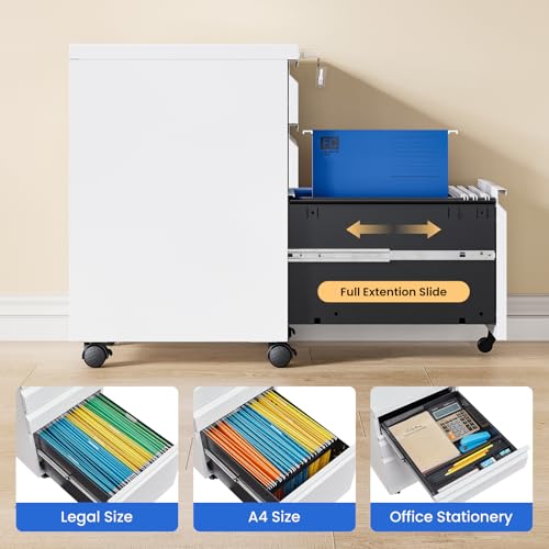 Black 3 Drawer Metal File Cabinet with Lock P94835