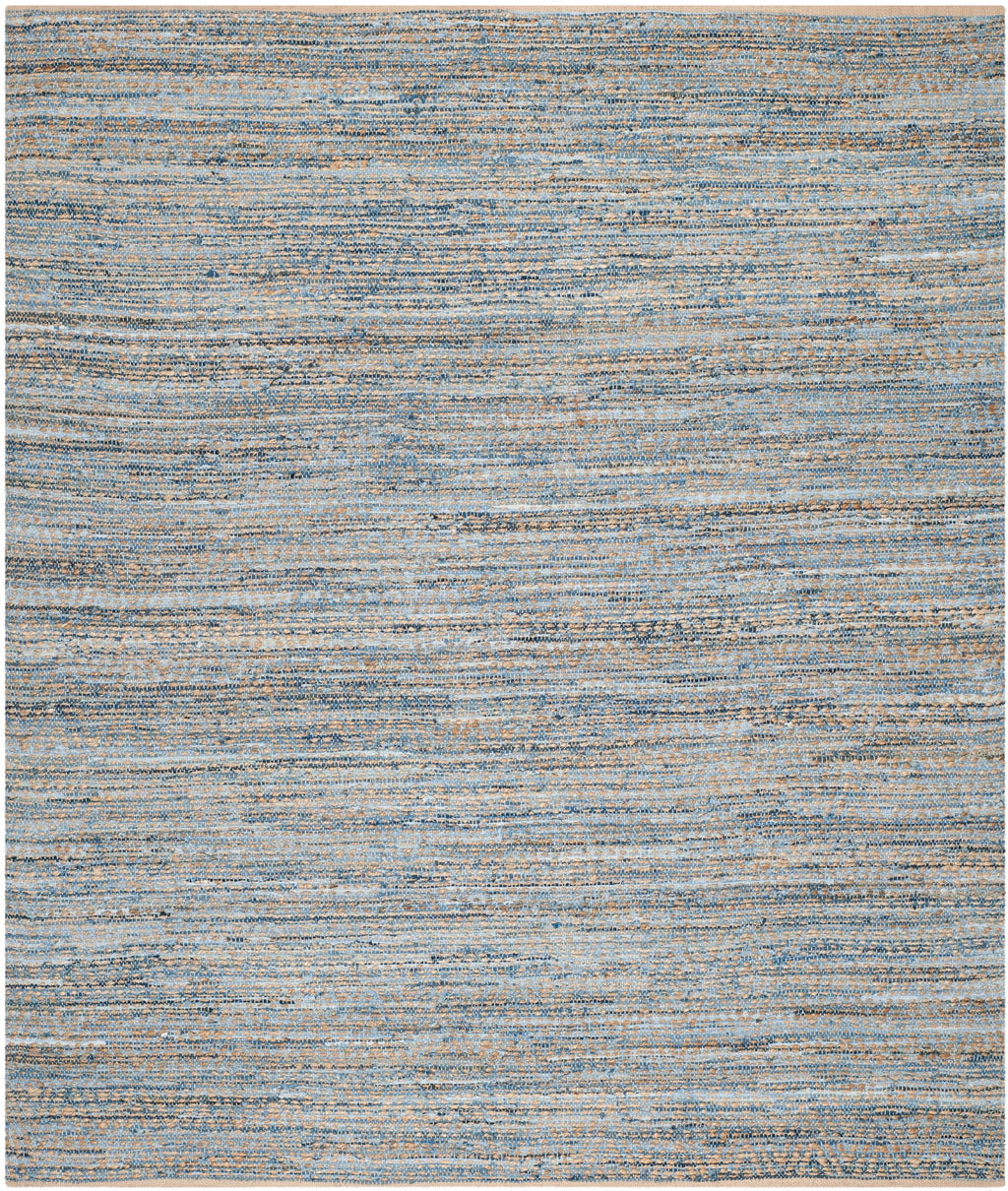 Natural Blue Striped Jute Area Rug 9' x 12' Y414976