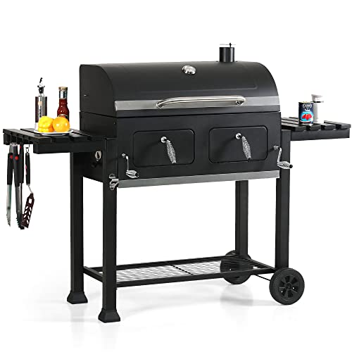 Extra Large Charcoal BBQ Grill with 2 Foldable Side Tables R7832