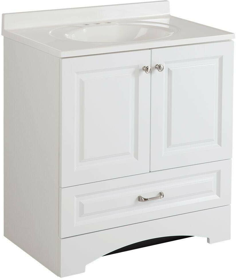 White Bath Vanity with Cultured Marble Vanity Top O325