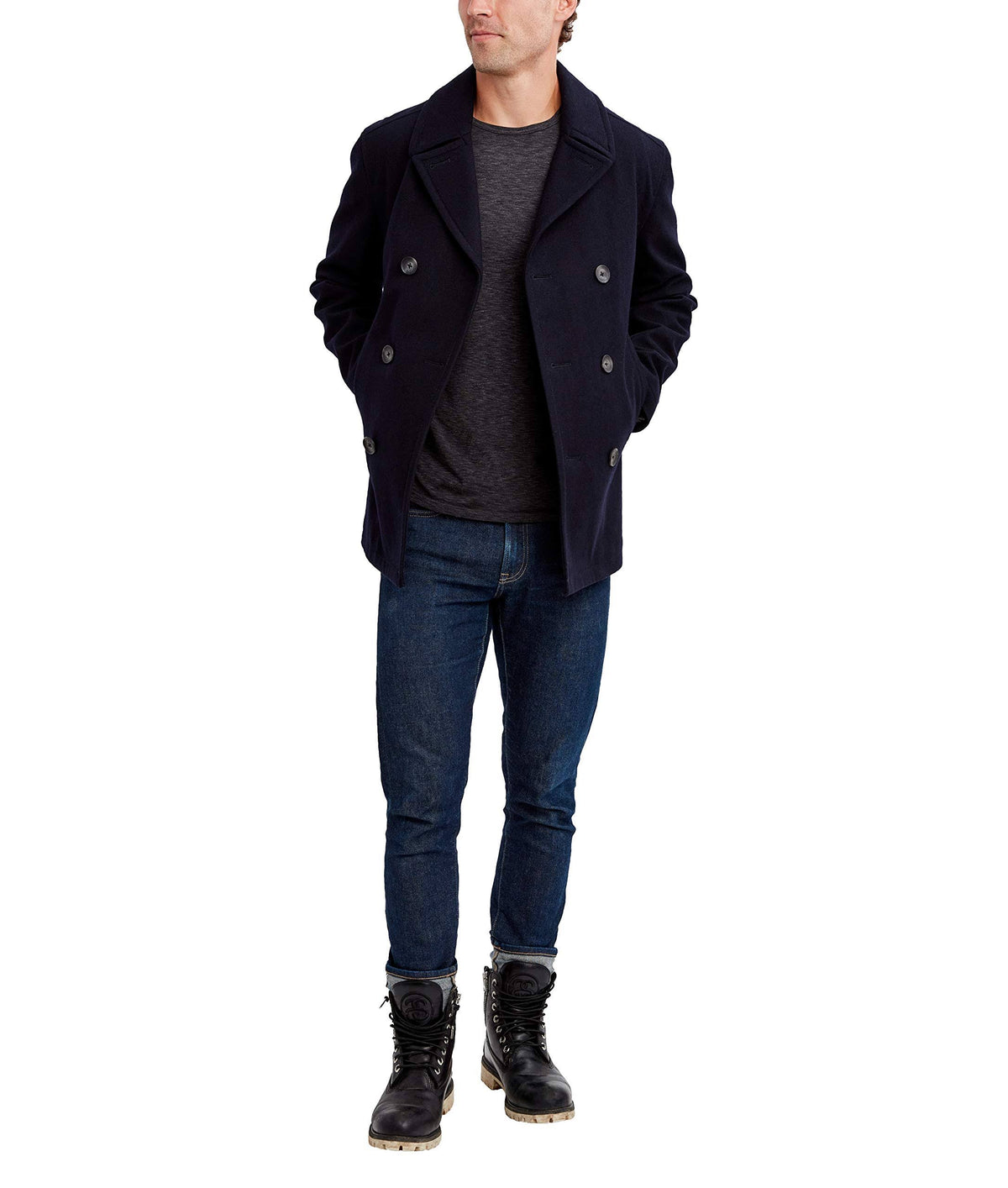 Men's Classic Double Breasted Peacoat Y236045