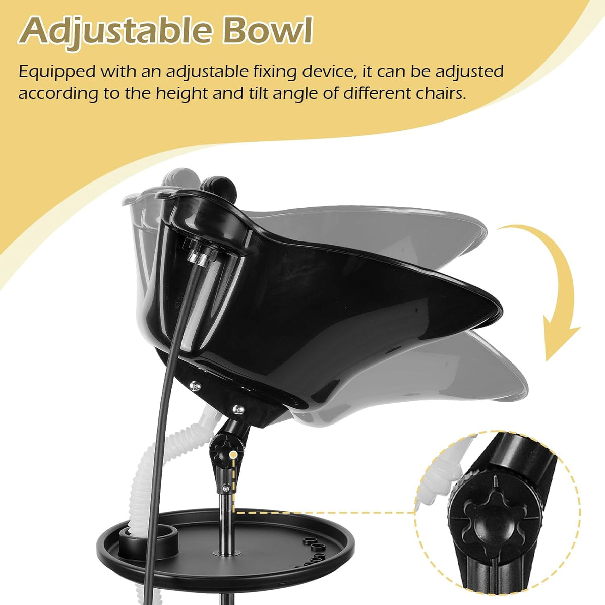 Portable Shampoo Bowl Basin Sink with Adjustable Height, Includes Drain Hose and Bucket U8606