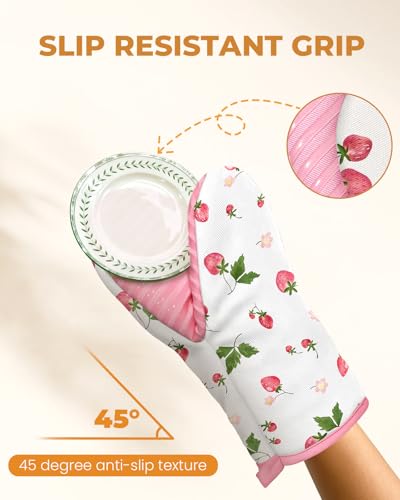 100% Cotton Mini Oven Mitts Set with Silicone Grips U618