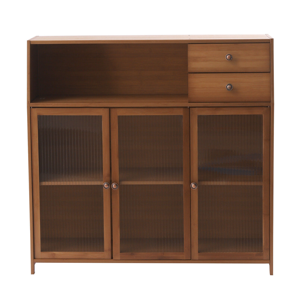 Natural Bamboo Buffet Sideboard Cabinet 39 Inch with 3 Doors V718