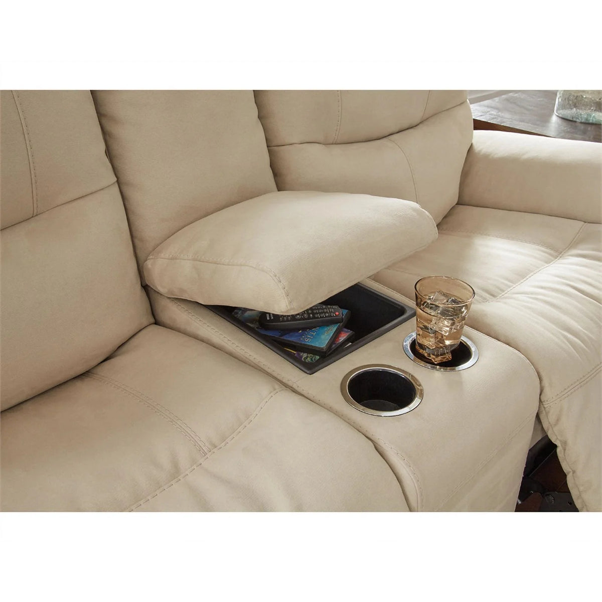 Latte Faux Leather Power Reclining Loveseat J806657