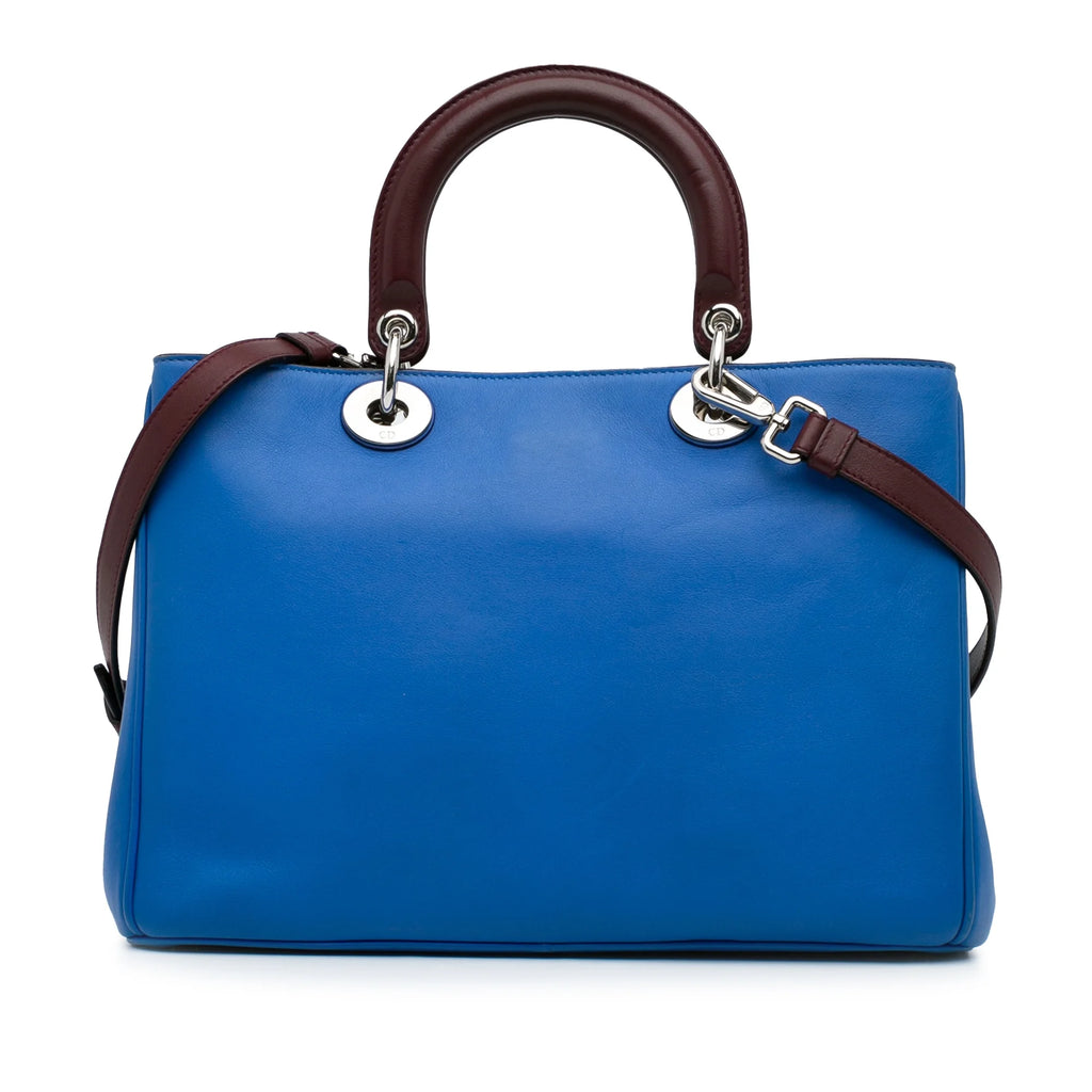 Pre-Owned Blue Embroidered Calf Leather Satchel H273