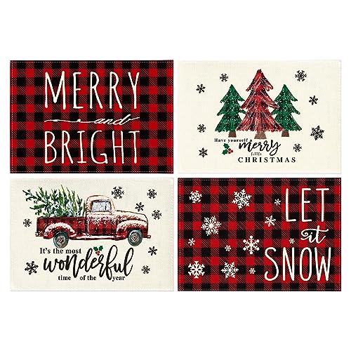 Buffalo Plaid Christmas Placemats Set of 4 E4224