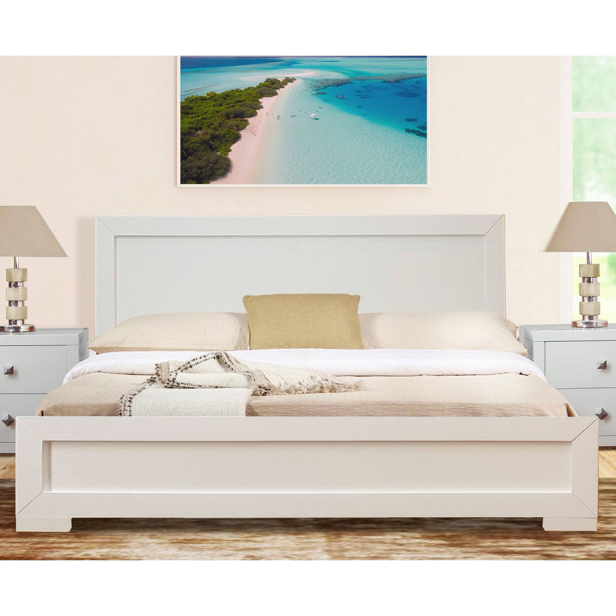 Walnut Wooden King Platform Bed F808