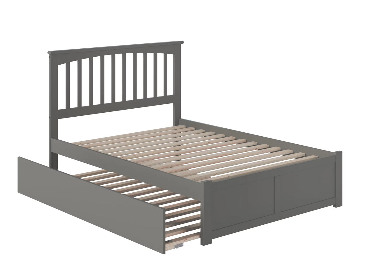 Grey Full Platform Bed with Trundle Bed K430