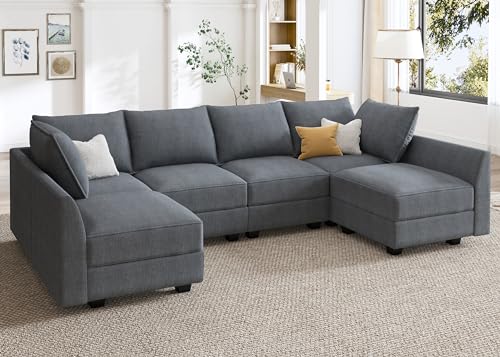 Grey Modular Sectional Sofa with Storage W259833