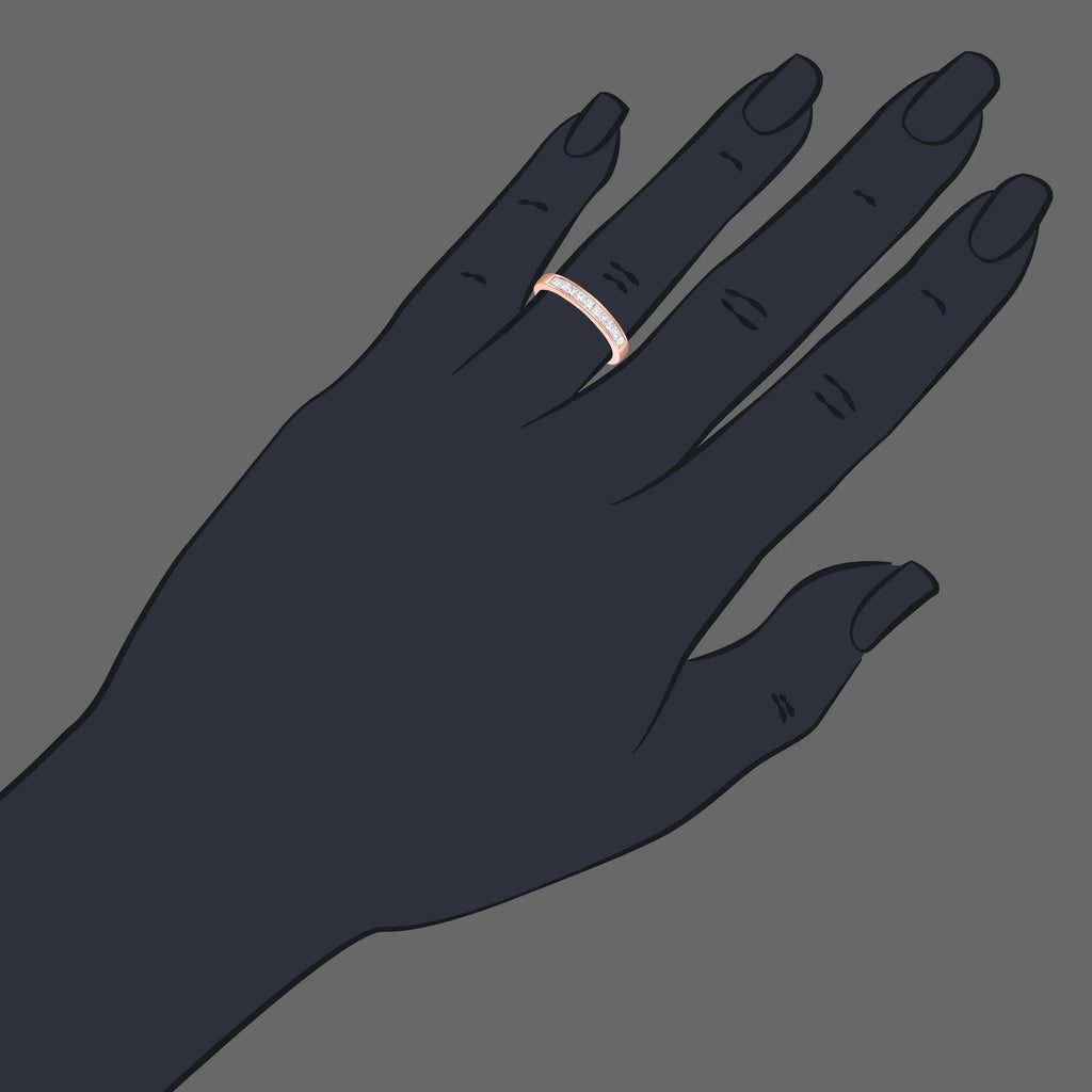 14K Yellow Gold Princess Cut Diamond Wedding Band Size 9 E3971