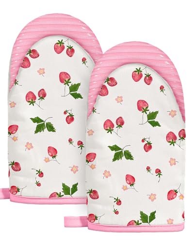 100% Cotton Mini Oven Mitts Set with Silicone Grips U618
