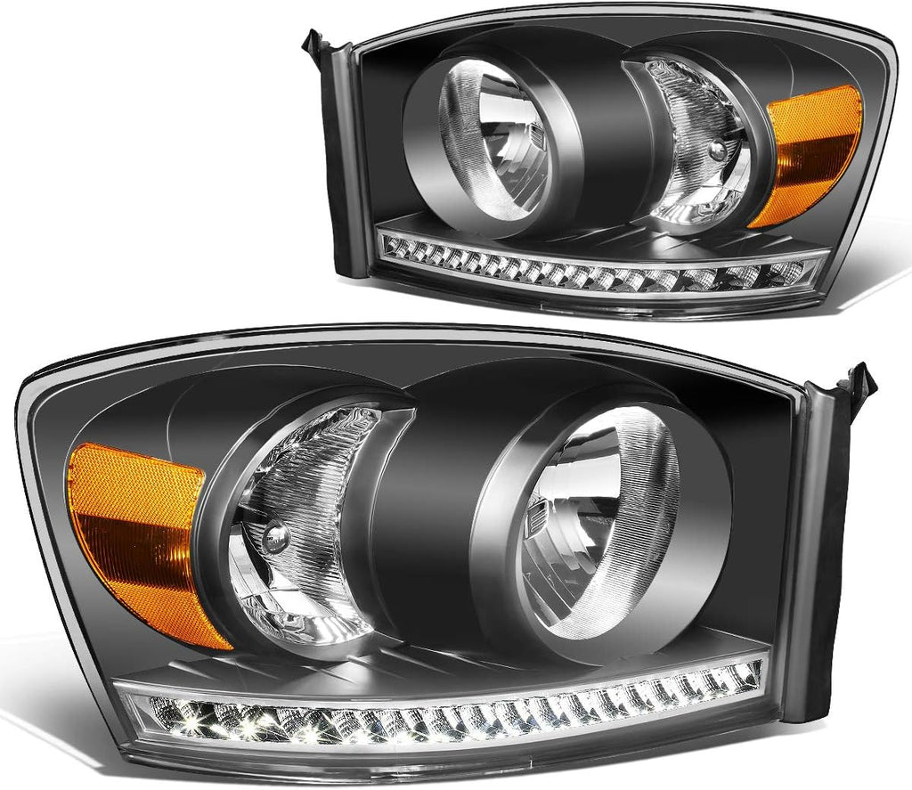 Smoked/Clear Dual LED DRL Sequential Turn Signal Projector Headlights P595