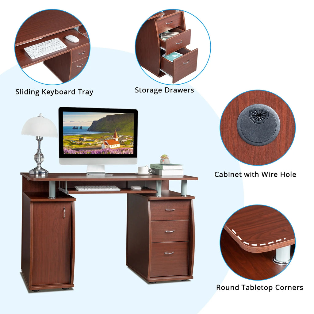 Computer Desk with Drawers Wood G13020