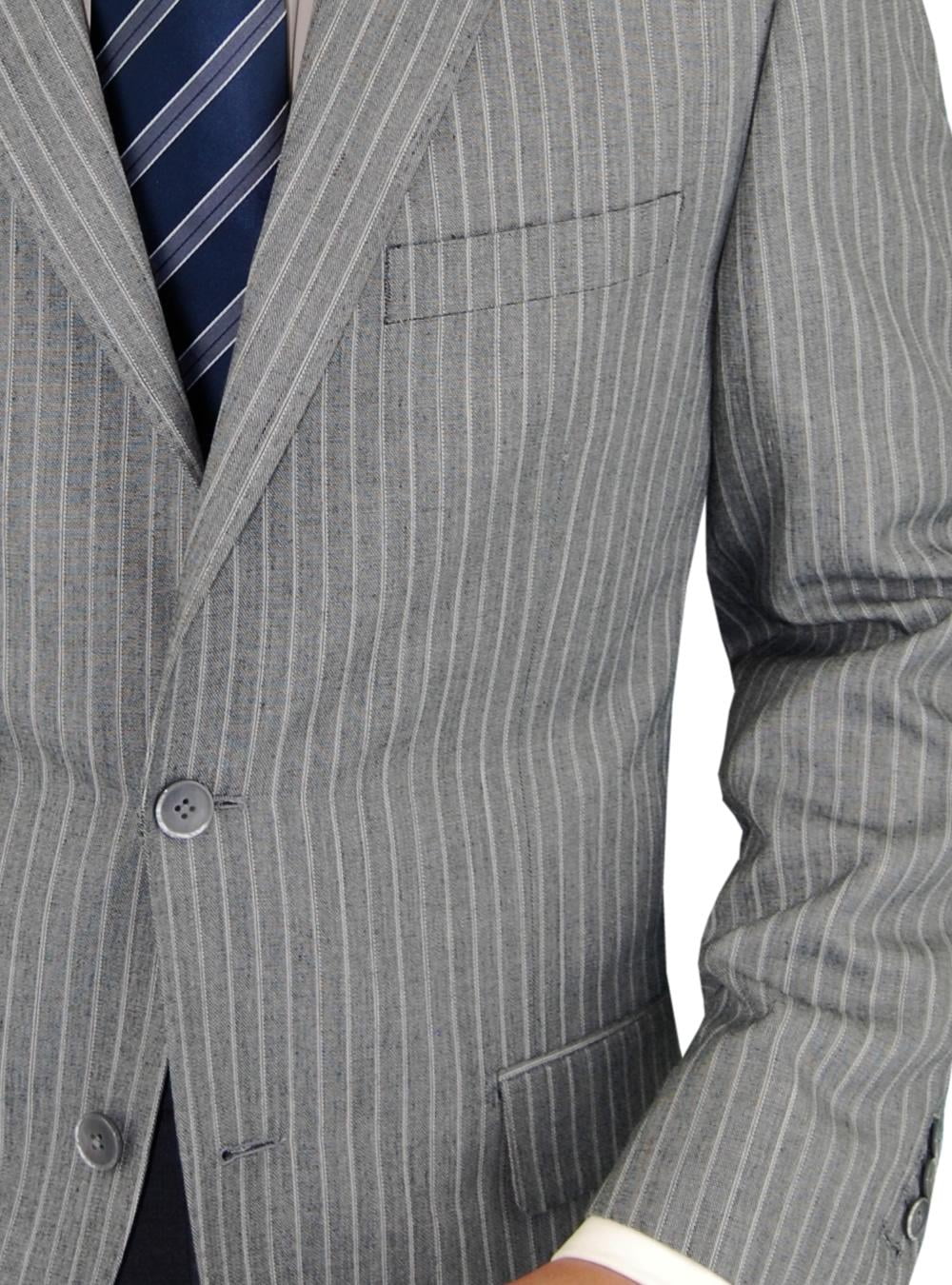 3-piece Gray Stripe Wool Suit L67969
