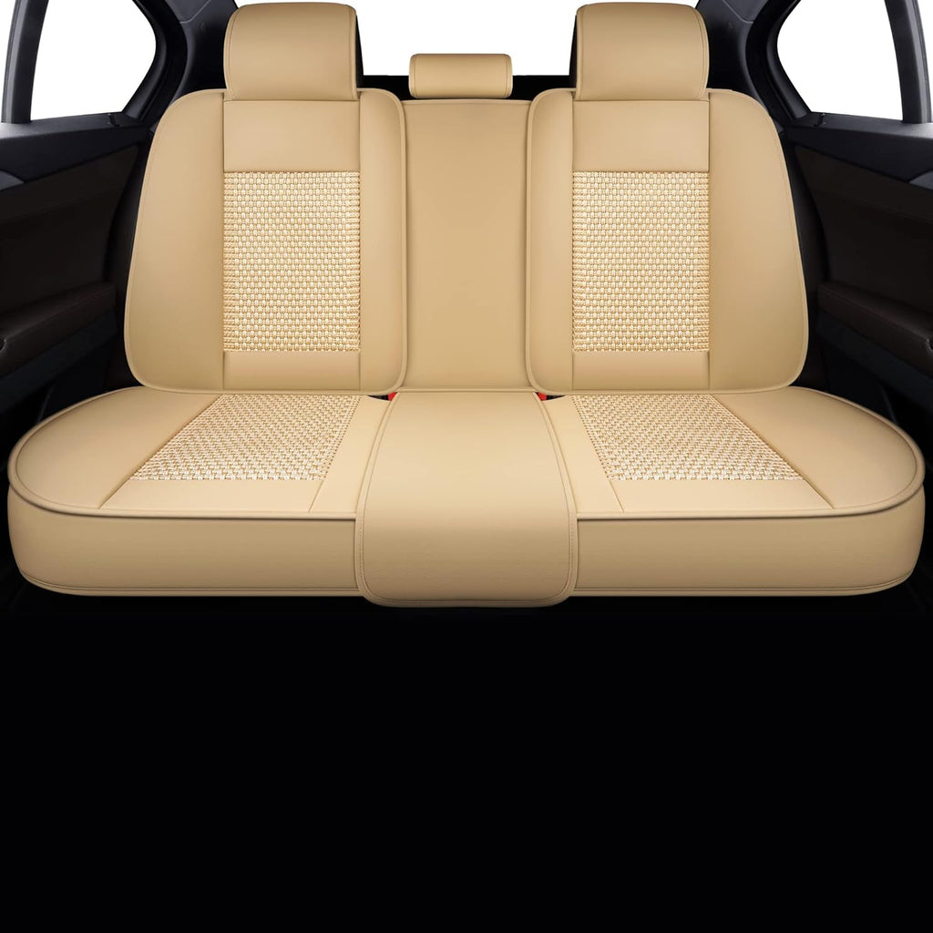 Leather Faux Leather Car Seat Covers, 2 PCS Front Seat, Ice Beige P235378