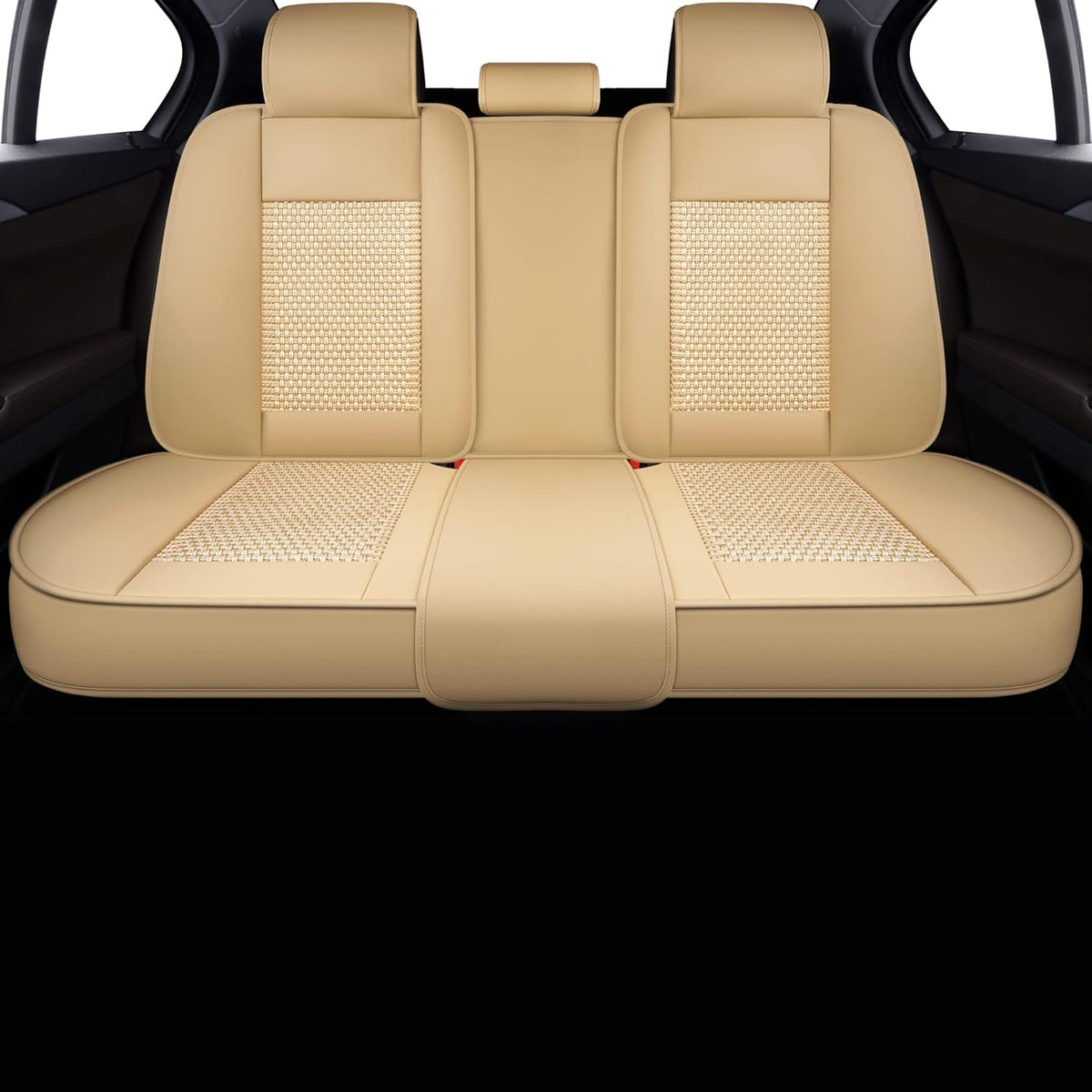 Leather Faux Leather Car Seat Covers, 2 PCS Front Seat, Ice Beige P235378