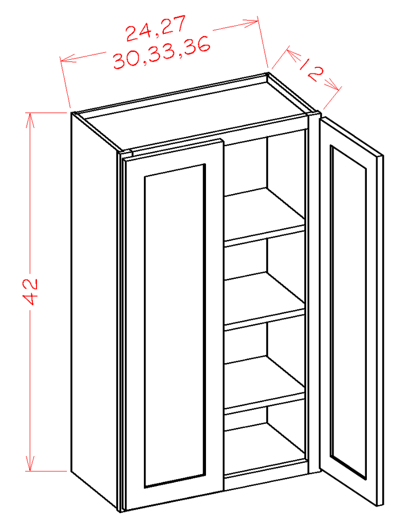 2 Doors 2 Shelves Wall Cabinet High-Density Fiberboard L50032