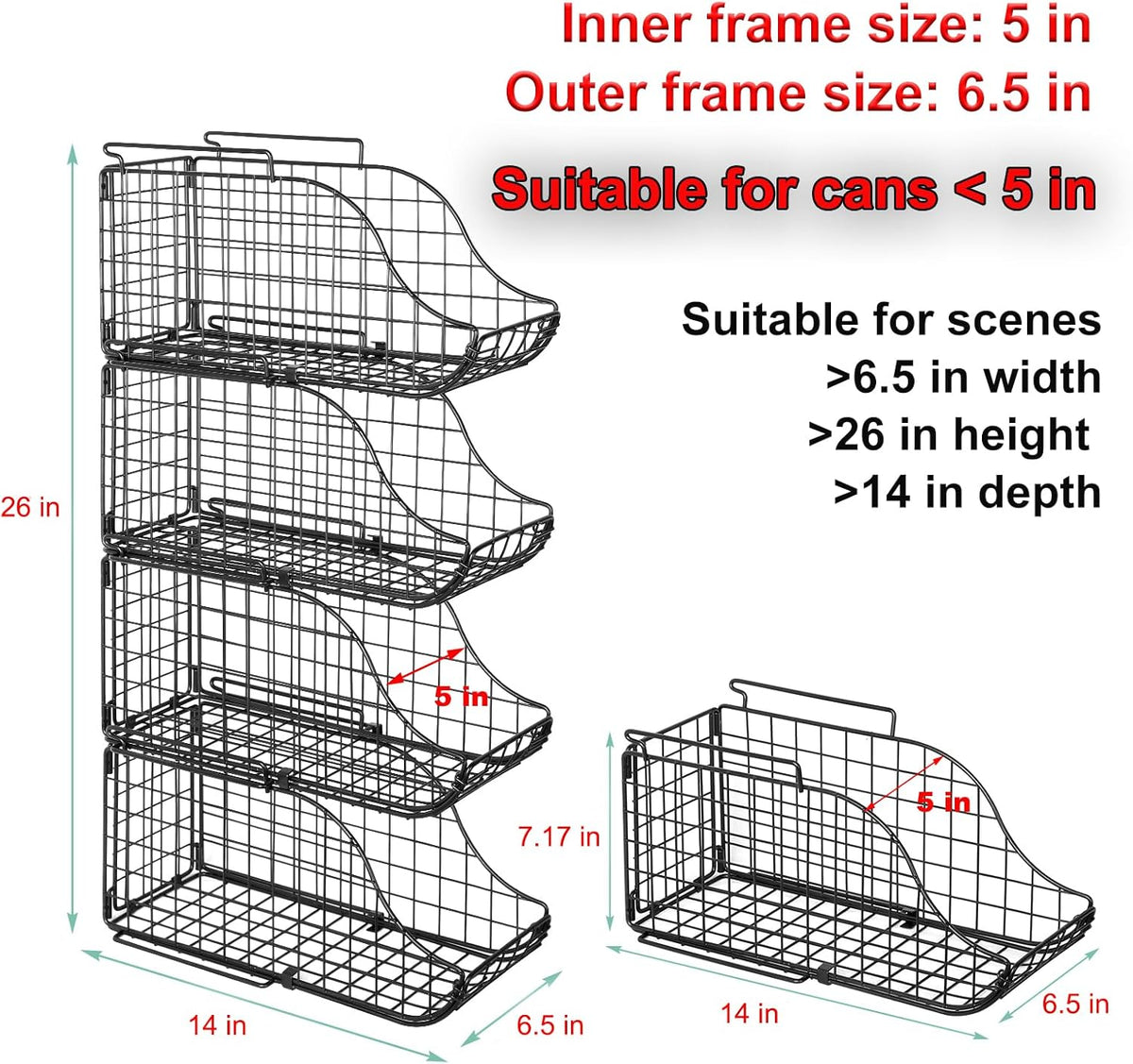 Black 6 pack Stackable Can Storage Organizer X897