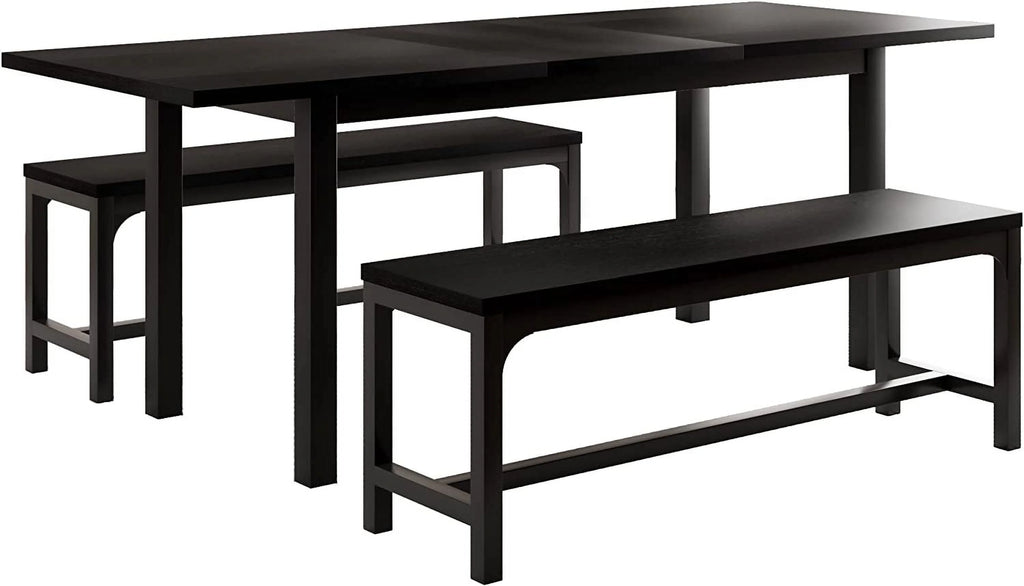 Space Saving Extendable Dining Table Set with Benches A54812