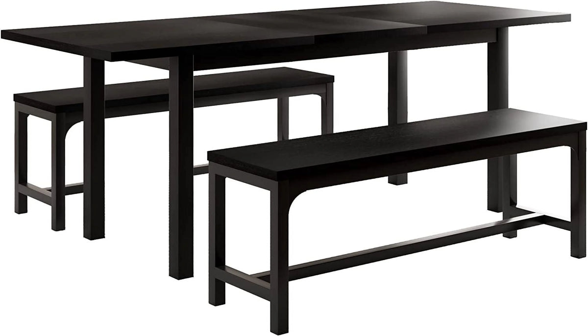 Space Saving Extendable Dining Table Set with Benches A54812