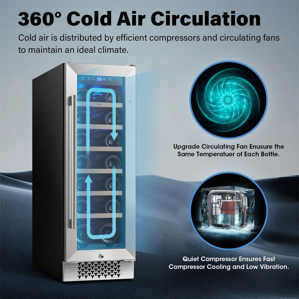 12 Bottle Wine Cooler Refrigerator with Glass Door Q61205