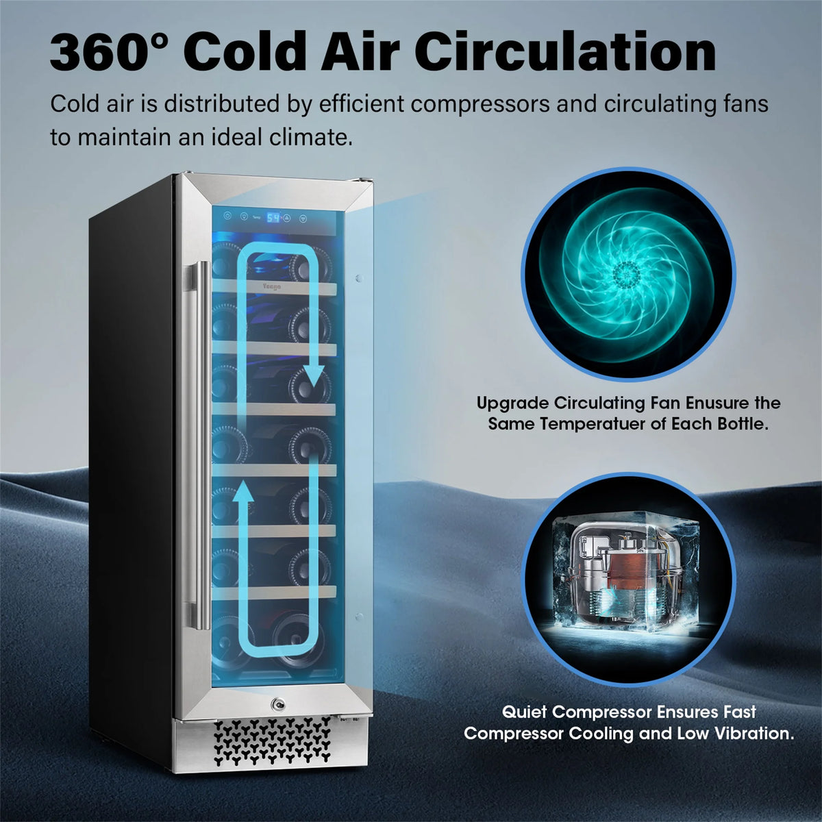 12 Bottle Wine Cooler Refrigerator with Glass Door Q61205