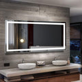 Horizontal Dimmable LED Bathroom Mirror with Anti-Fog and Bluetooth F762